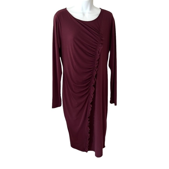 Motherhood Maternity Ruffled line detail long sleeve midi dress size large - Picture 5 of 12